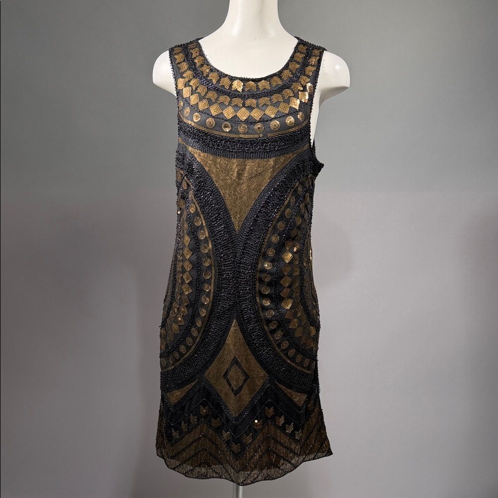 Molly Bracken Black and Gold Mini Dress (rack9)